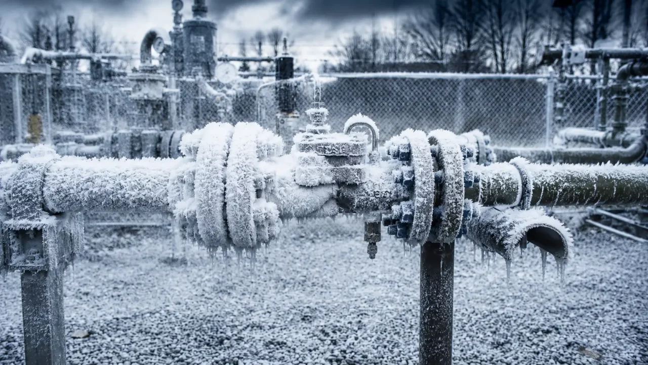 regulator and valves freezing over from natural gas pressure drop