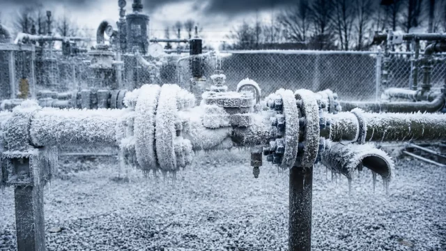regulator and valves freezing over from natural gas pressure drop